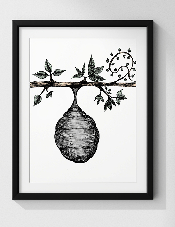 Beehive themed illustration